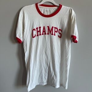 Vintage Style White and Red Champs Vintage Ringer T-Shirt